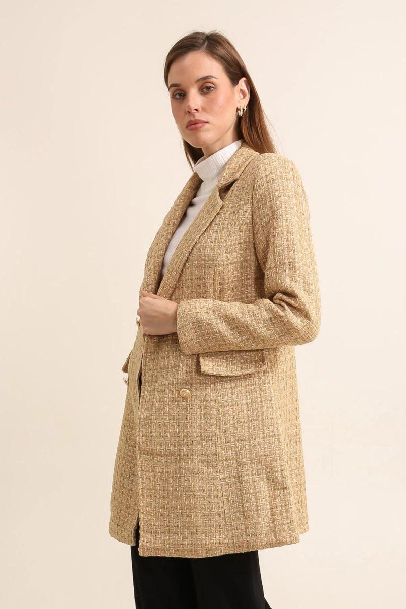 Manteau beige style blazer long croisé - RIVE GAUCHE