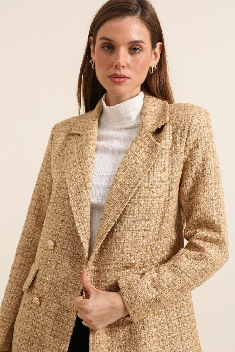 Manteau beige style blazer long croisé - RIVE GAUCHE