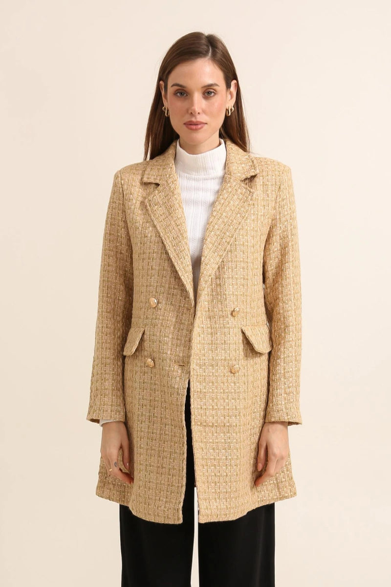 Manteau beige style blazer long croisé - RIVE GAUCHE