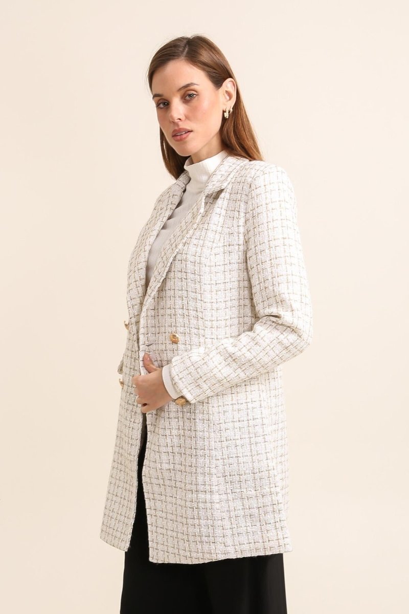 Manteau blanc style blazer long croisé - RIVE GAUCHE