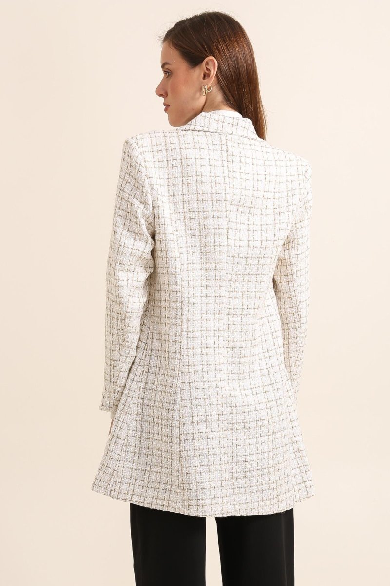 Manteau blanc style blazer long croisé - RIVE GAUCHE