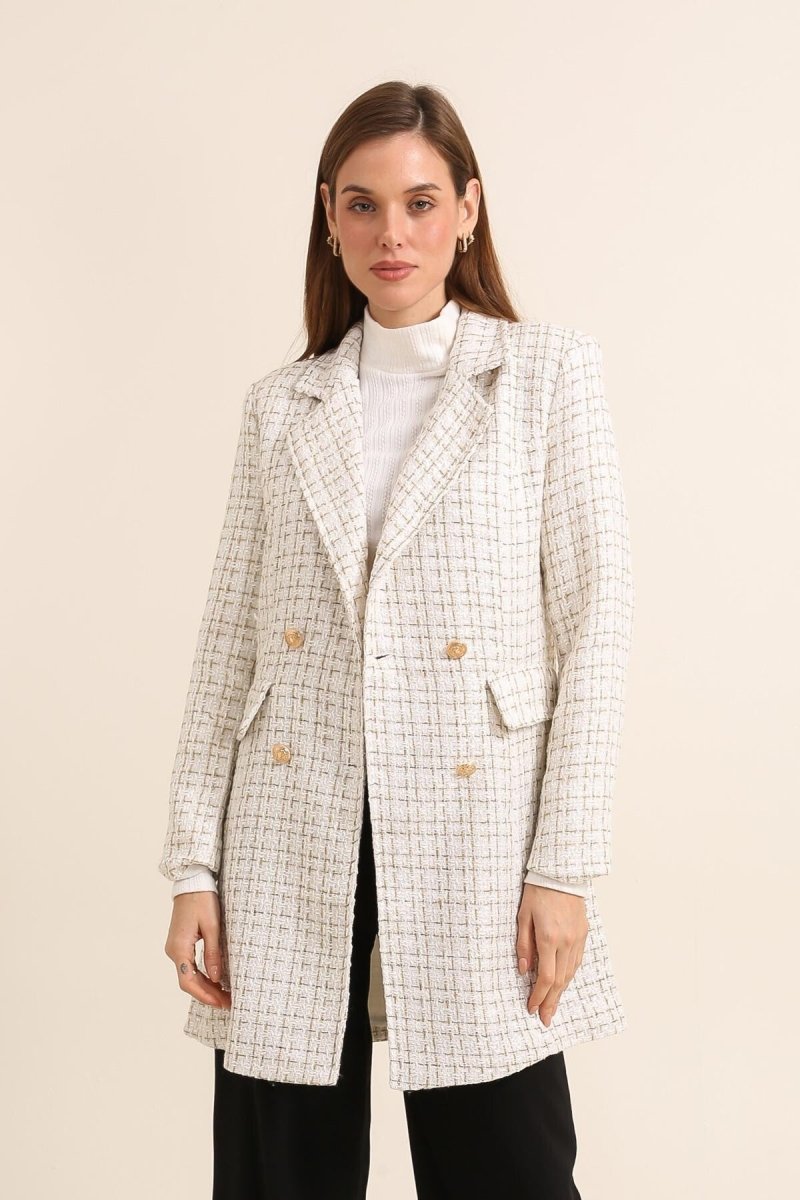 Manteau blanc style blazer long croisé - RIVE GAUCHE