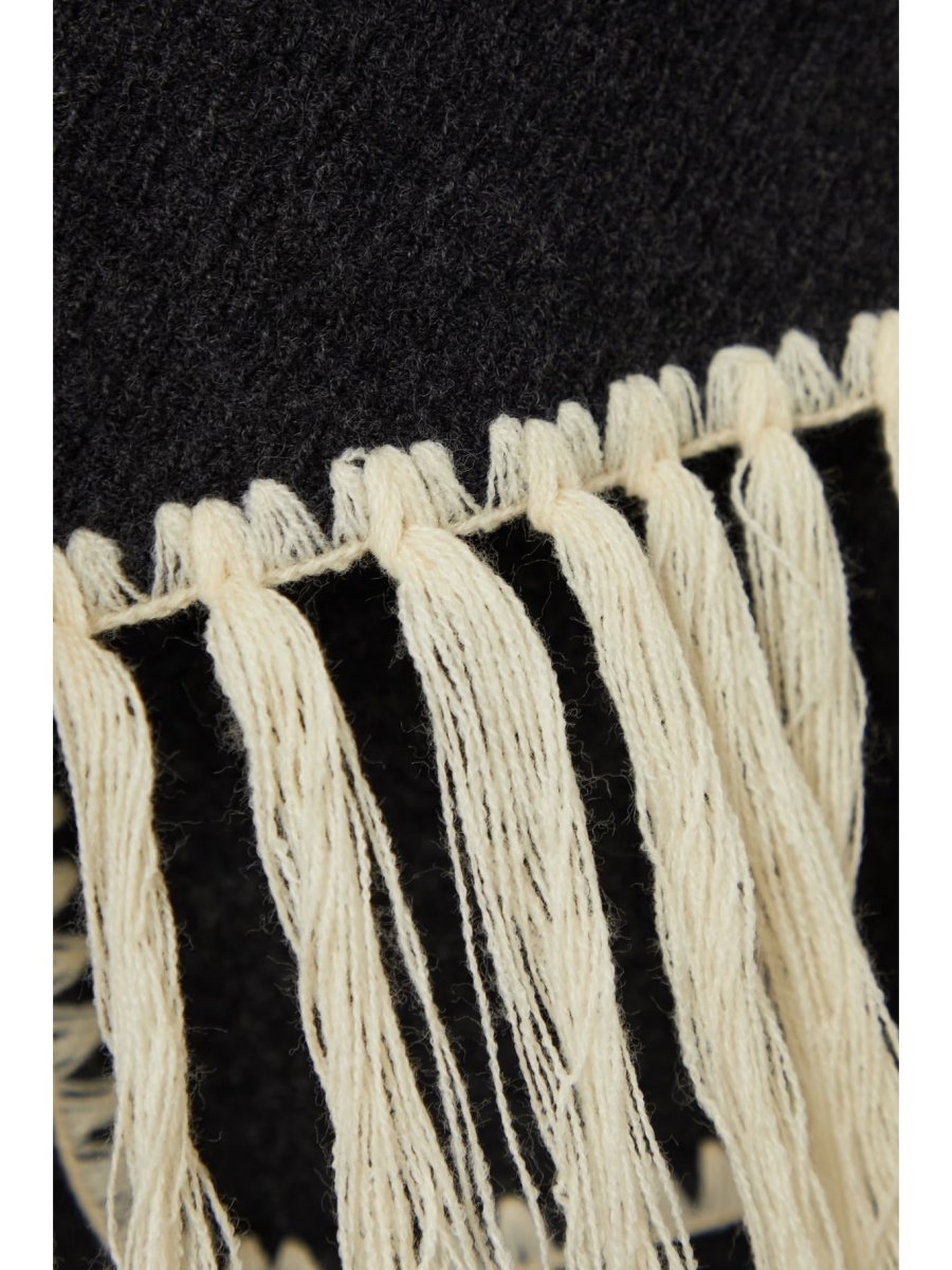 Manteau écharpe oversize noir à bordures tricot - RIVE GAUCHE