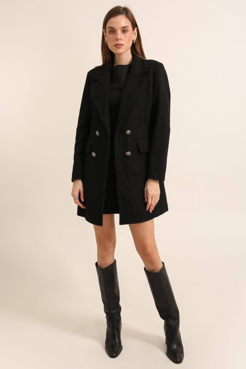 Manteau élégant à double boutonnage noir - RIVE GAUCHE