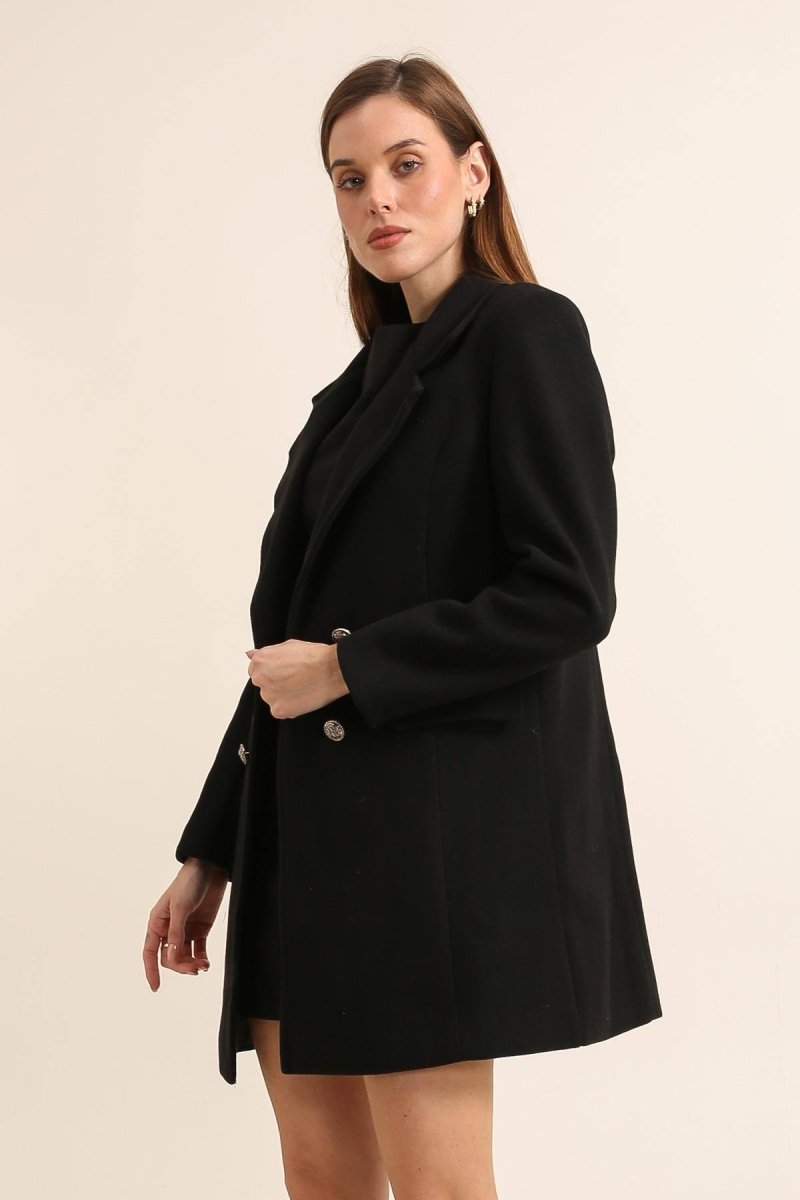 Manteau élégant à double boutonnage noir - RIVE GAUCHE