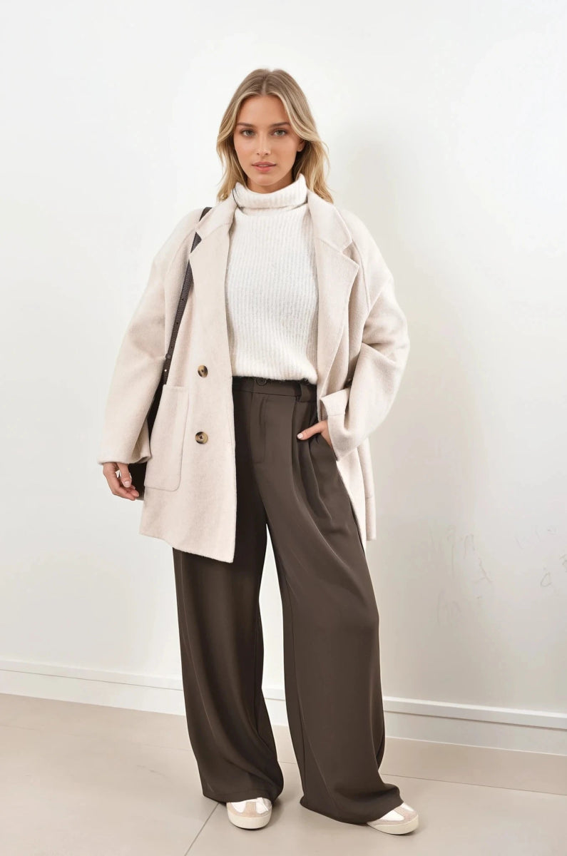 Manteau en laine mélangée écru - RIVE GAUCHE