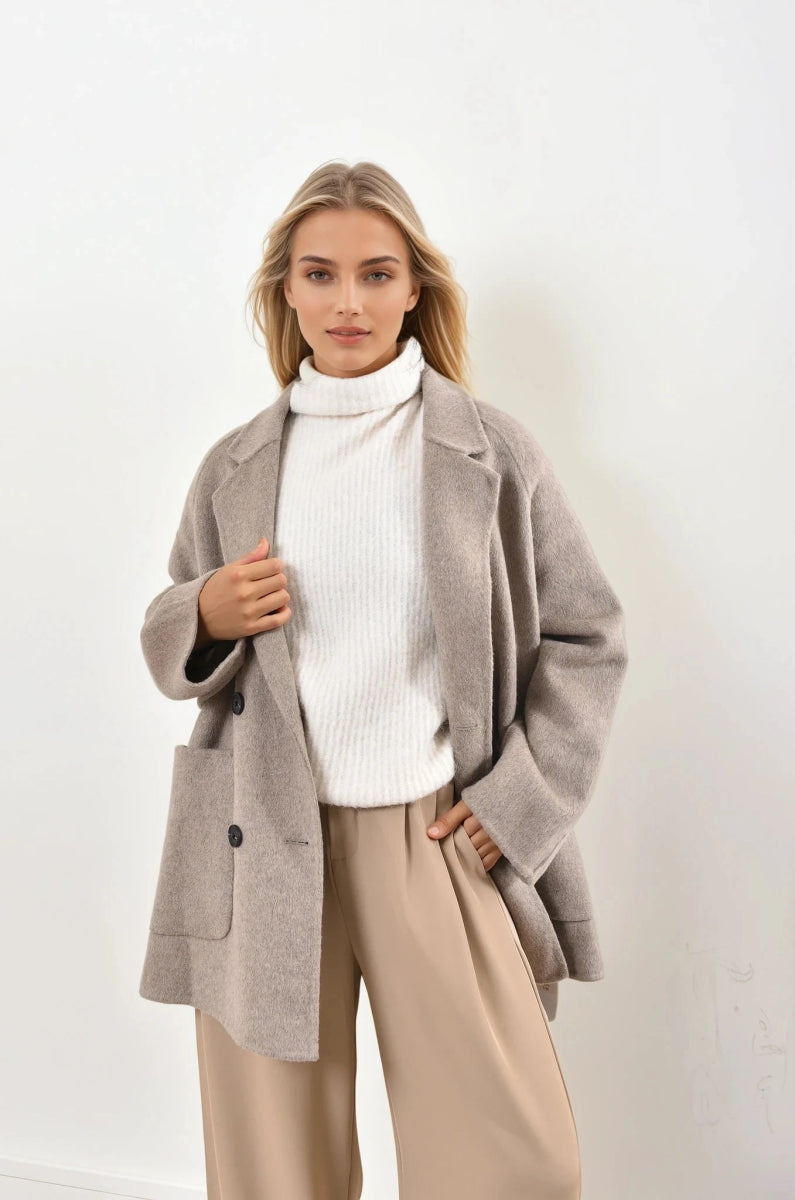 Manteau en laine mélangée taupe - RIVE GAUCHE