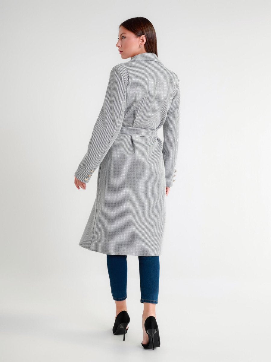 Manteau en sergé à rayures diagonales gris clair - RIVE GAUCHE