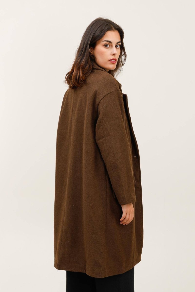 Manteau long à col tailleur marron - RIVE GAUCHE