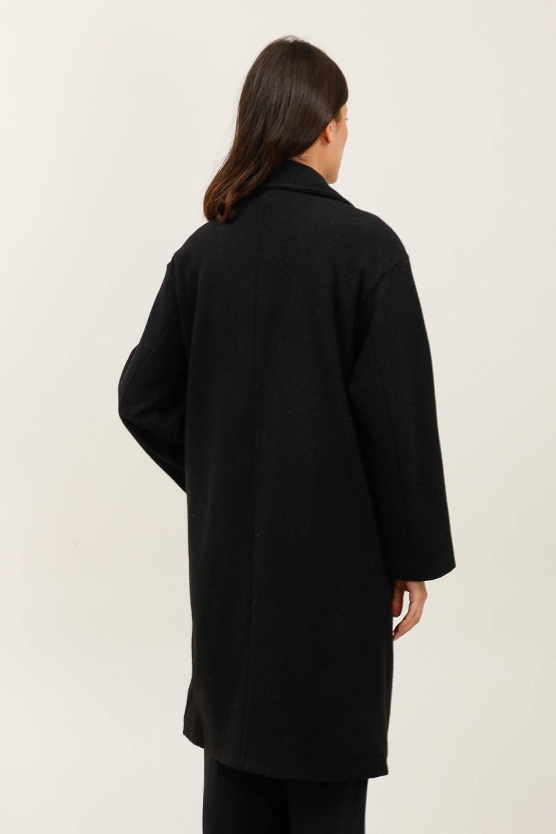 Manteau long à col tailleur noir - RIVE GAUCHE