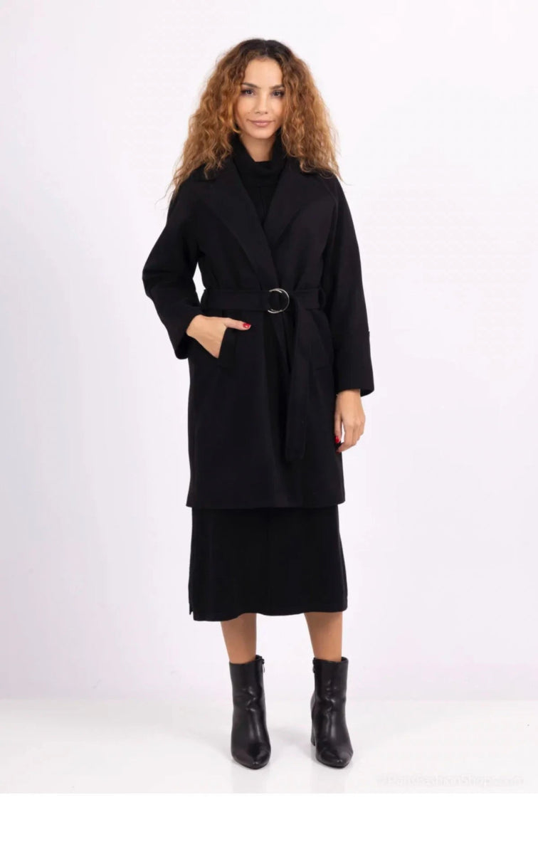 Manteau long avec ceinture a boucle - RIVE GAUCHE