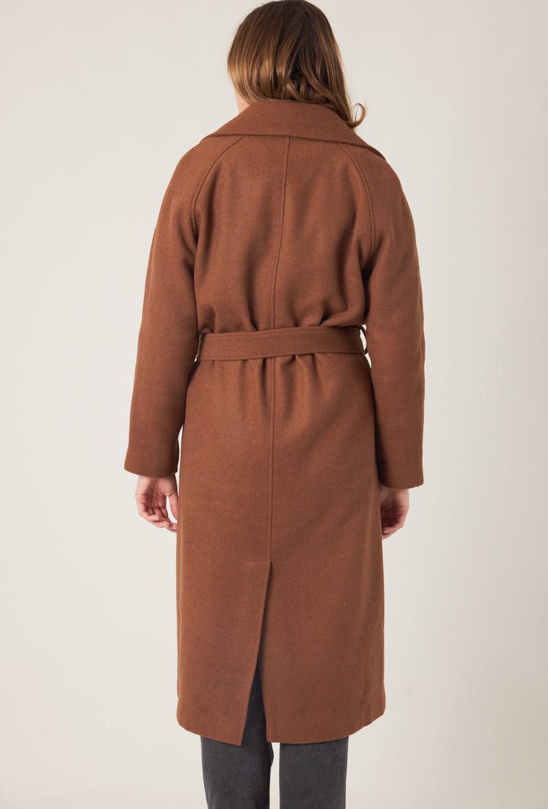 Manteau long en laine avec ceinture marron - RIVE GAUCHE