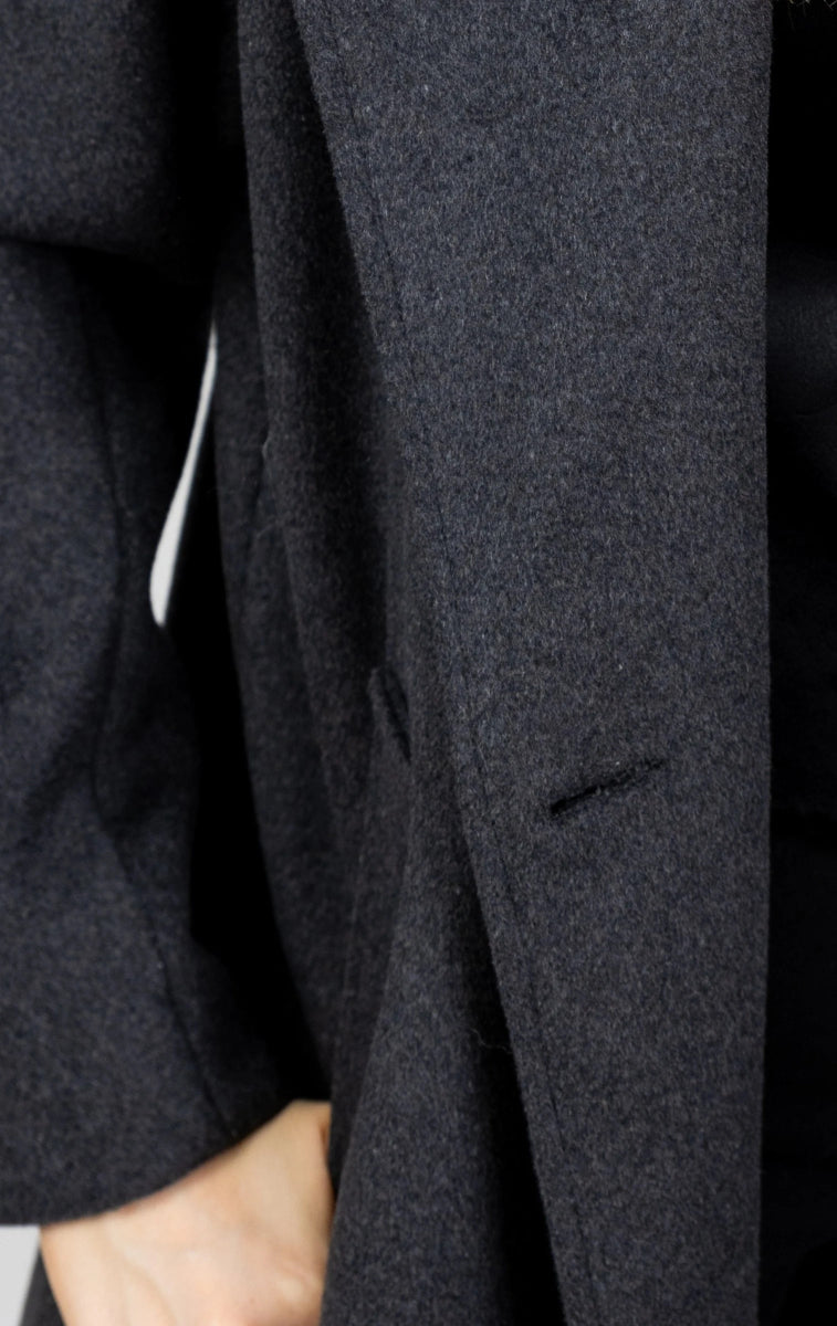 Manteau long en laine mélangée anthracite - RIVE GAUCHE