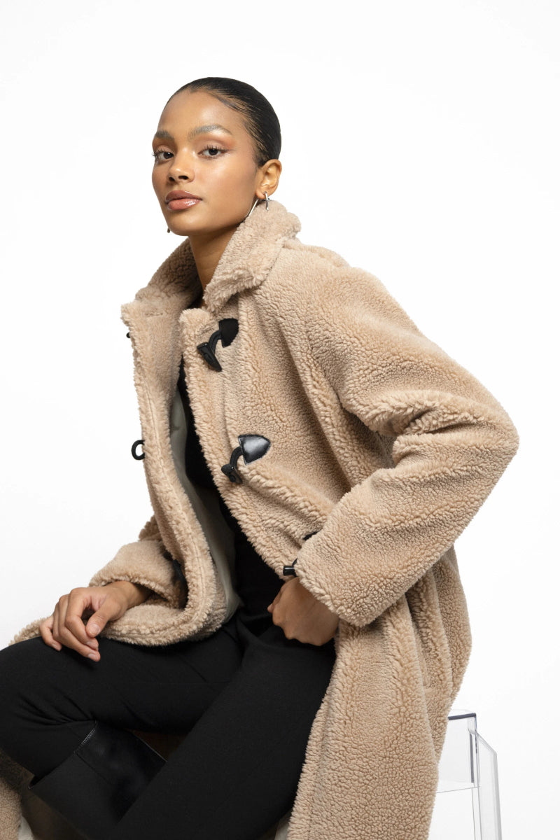 Manteau long moumoute fermeture à bascule - RIVE GAUCHE