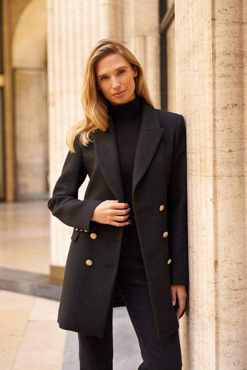 Manteau noir en laine mélangée Elena - RIVE GAUCHE