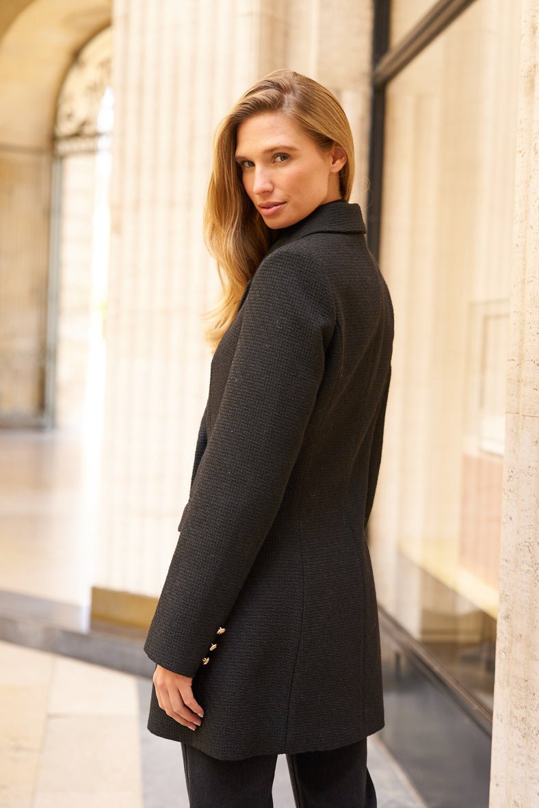 Manteau noir en laine mélangée Elena - RIVE GAUCHE