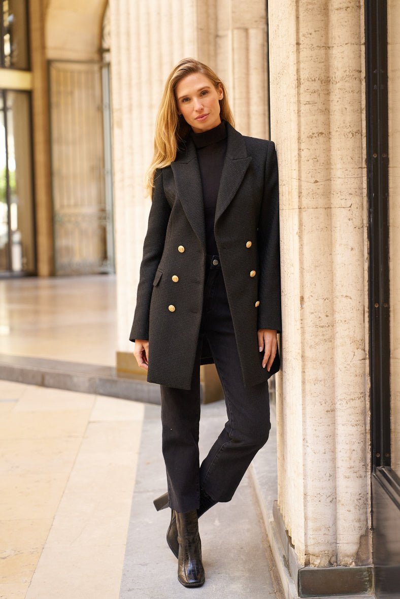 Manteau noir en laine mélangée Elena - RIVE GAUCHE