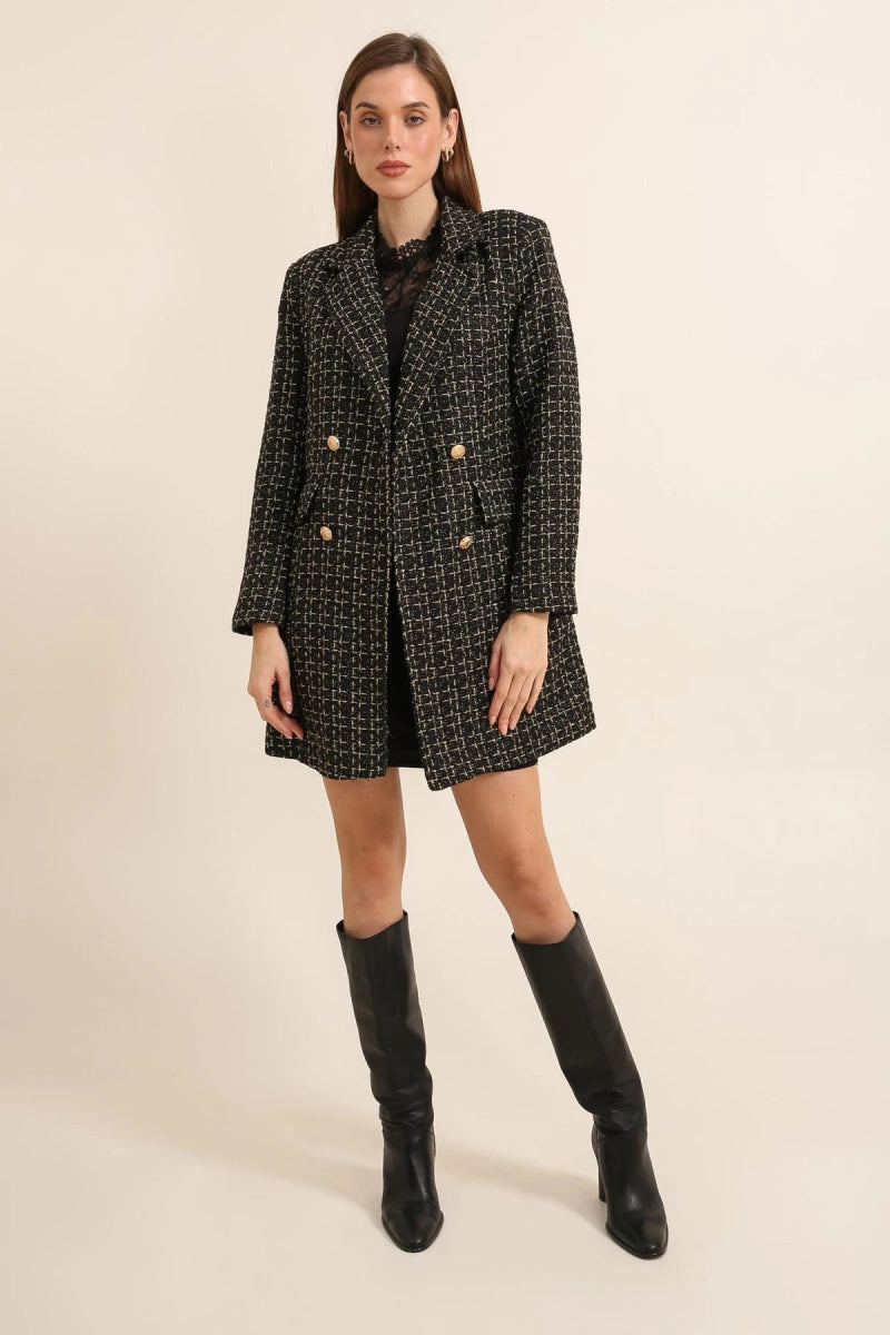 Manteau noir style blazer long croisé - RIVE GAUCHE