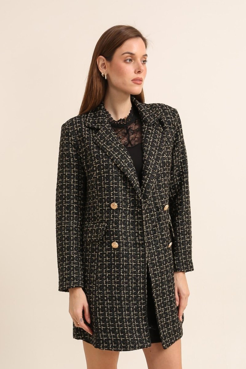 Manteau noir style blazer long croisé - RIVE GAUCHE