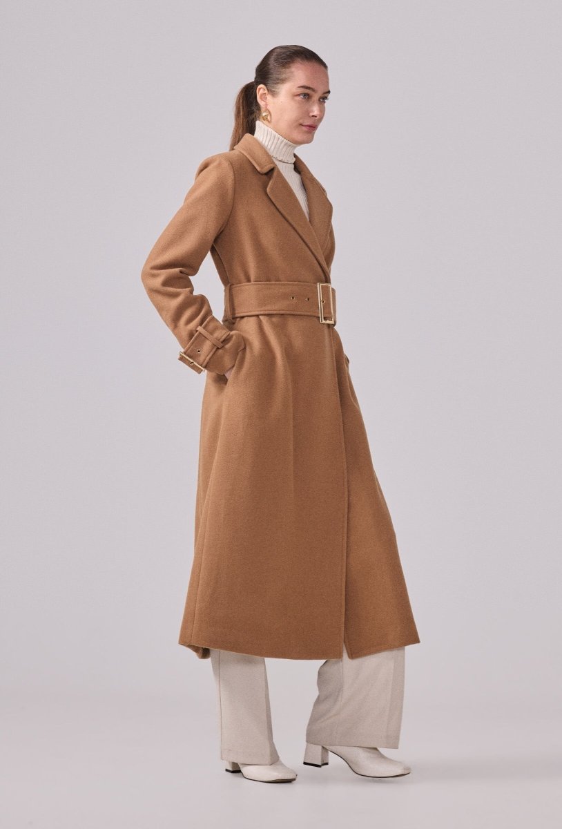 Manteau structuré avec ceinture à boucle camel - RIVE GAUCHE