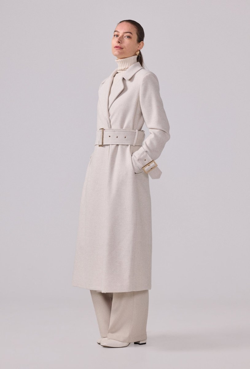 Manteau structuré avec ceinture à boucle écru - RIVE GAUCHE