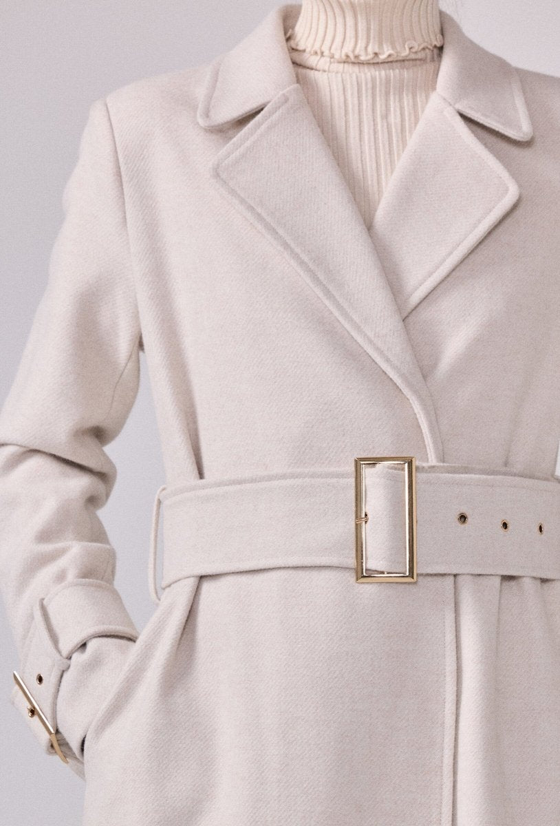 Manteau structuré avec ceinture à boucle écru - RIVE GAUCHE