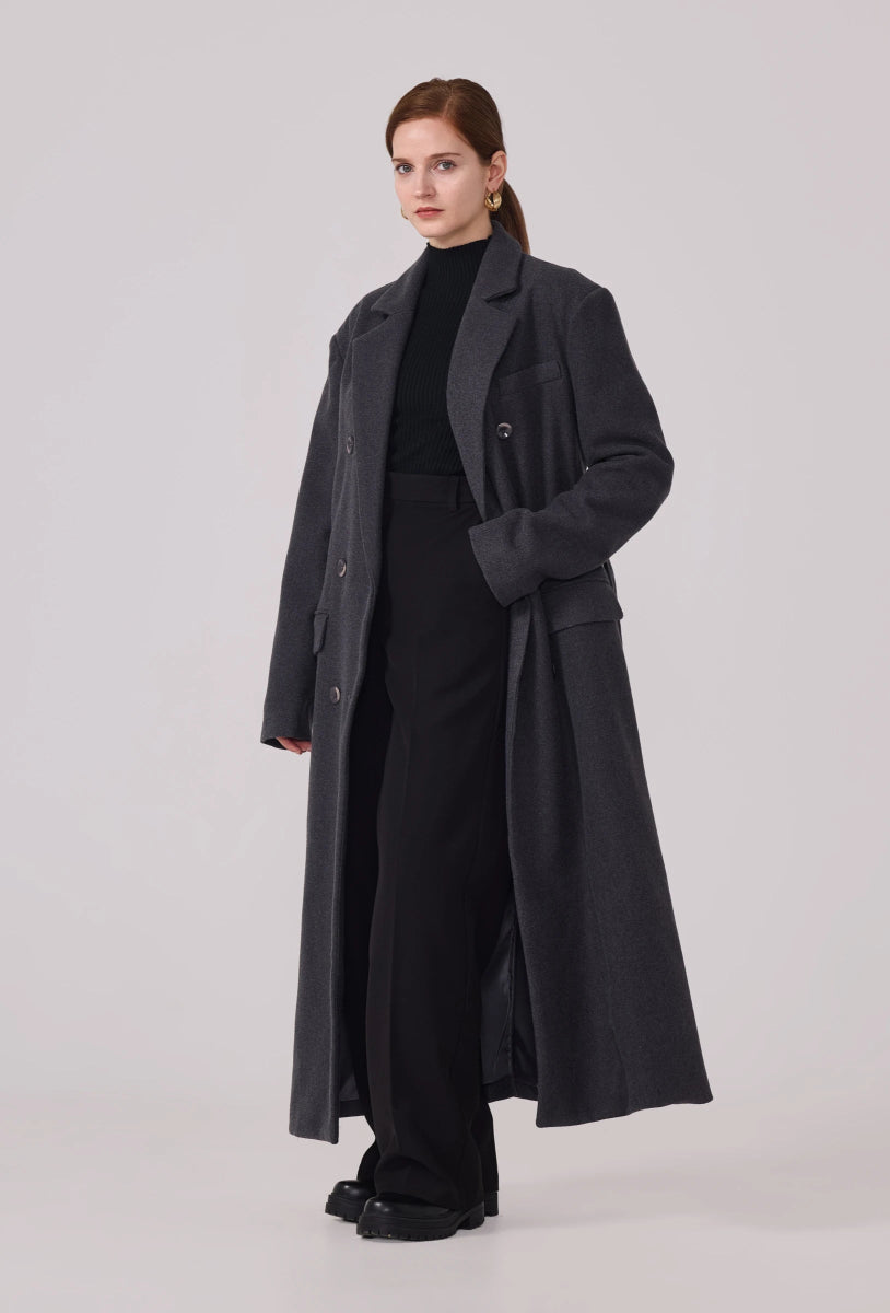 Manteau structuré avec ceinture anthracite - RIVE GAUCHE