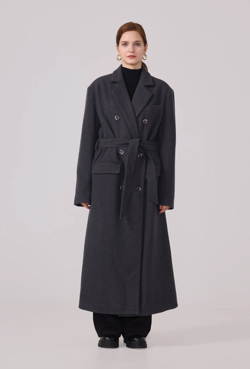Manteau structuré avec ceinture anthracite - RIVE GAUCHE