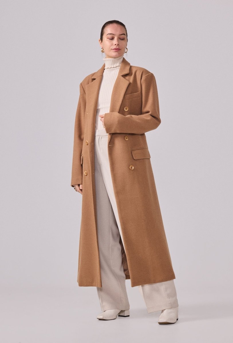 Manteau structuré avec ceinture camel - RIVE GAUCHE
