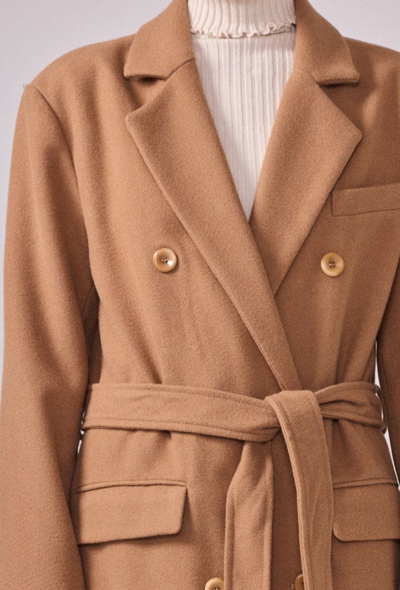 Manteau structuré avec ceinture camel - RIVE GAUCHE