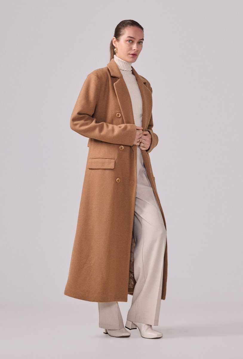 Manteau structuré avec ceinture camel - RIVE GAUCHE