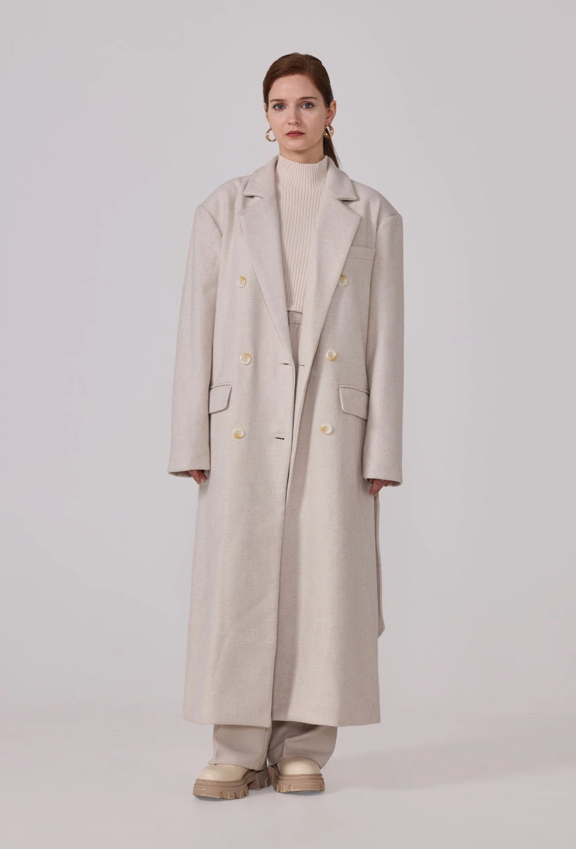 Manteau structuré avec ceinture écru - RIVE GAUCHE