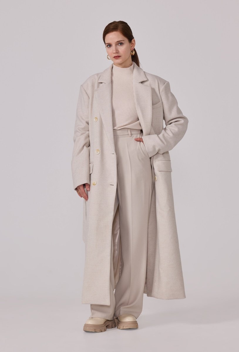 Manteau structuré avec ceinture écru - RIVE GAUCHE