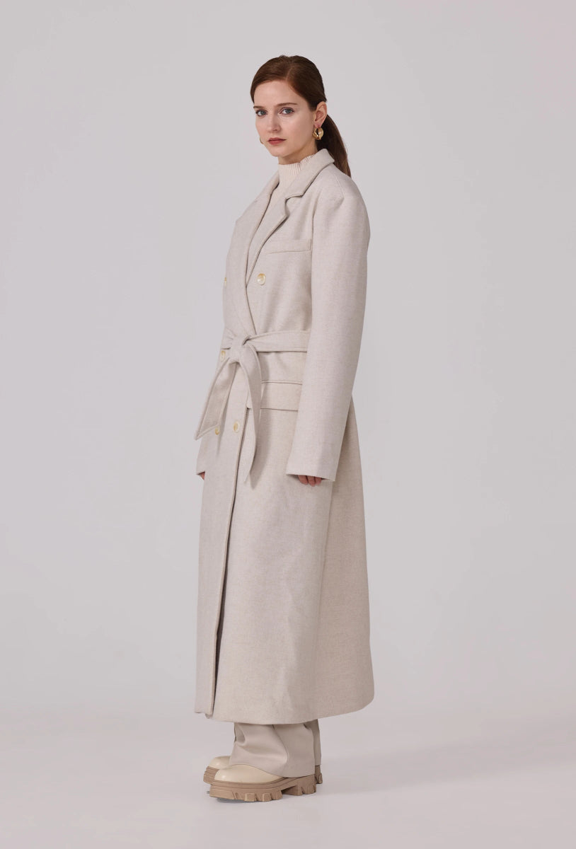 Manteau structuré avec ceinture écru - RIVE GAUCHE