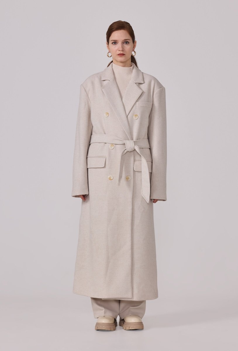 Manteau structuré avec ceinture écru - RIVE GAUCHE