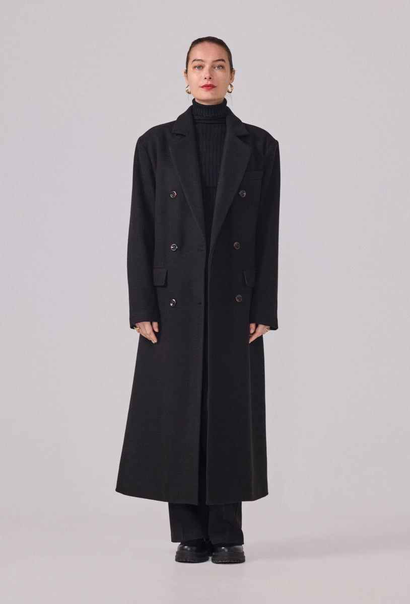 Manteau structuré avec ceinture noir - RIVE GAUCHE
