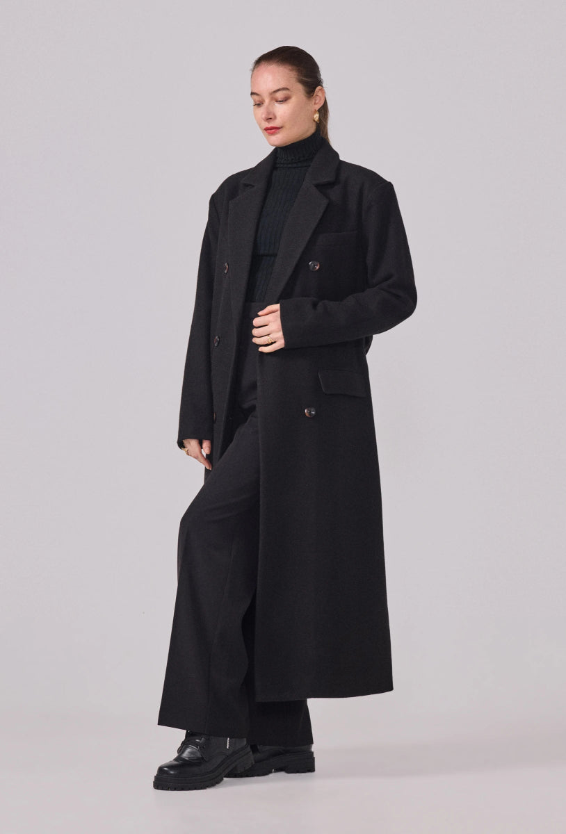Manteau structuré avec ceinture noir - RIVE GAUCHE