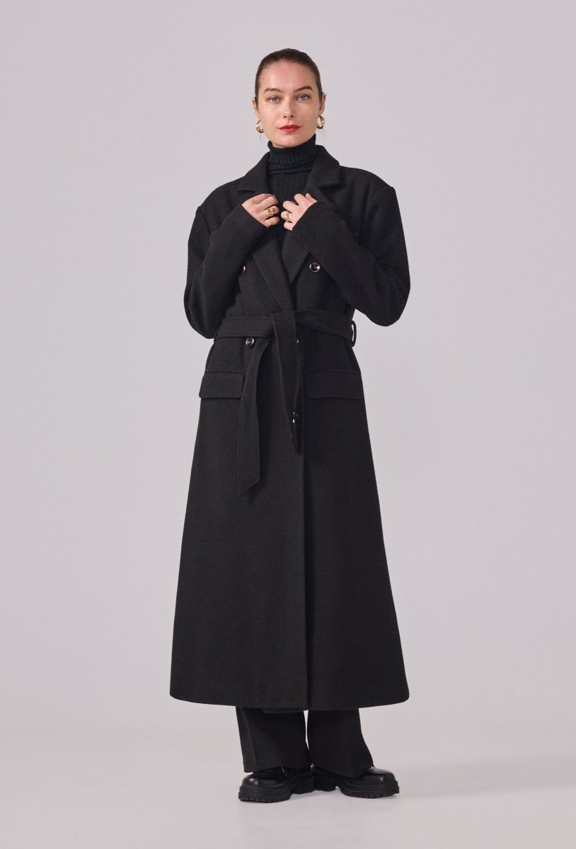 Manteau structuré avec ceinture noir - RIVE GAUCHE