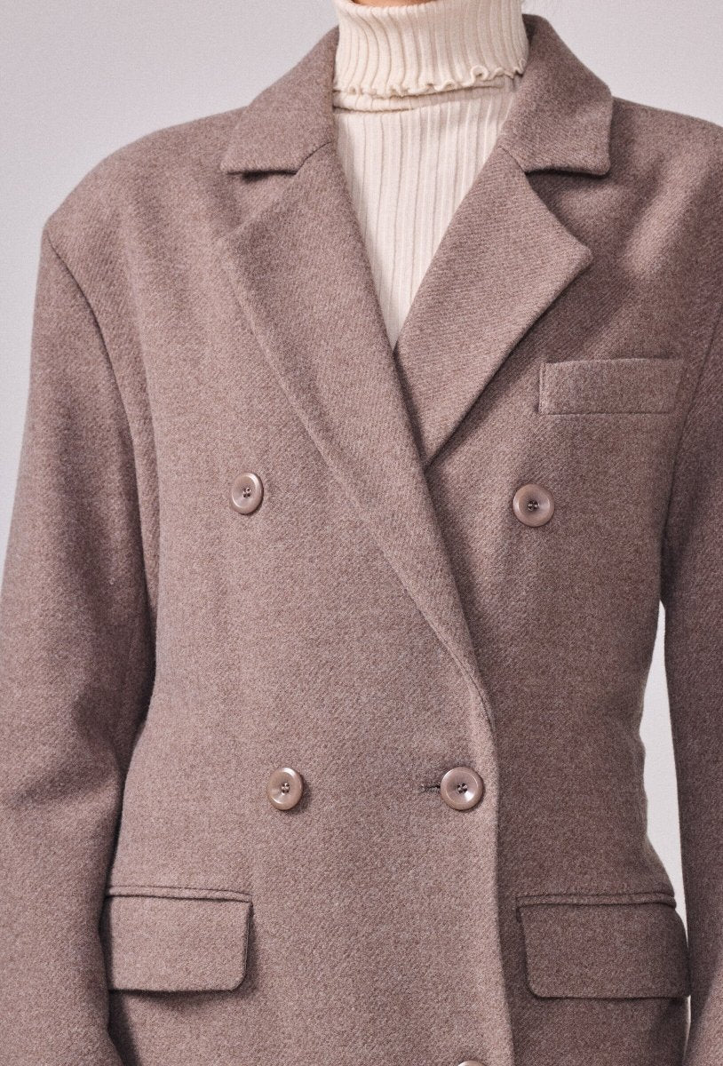Manteau structuré avec ceinture taupe - RIVE GAUCHE