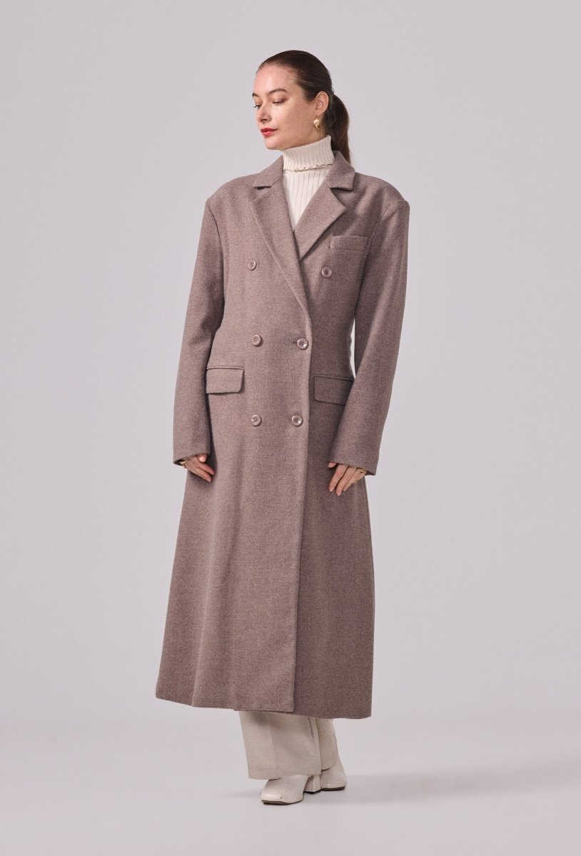 Manteau structuré avec ceinture taupe - RIVE GAUCHE