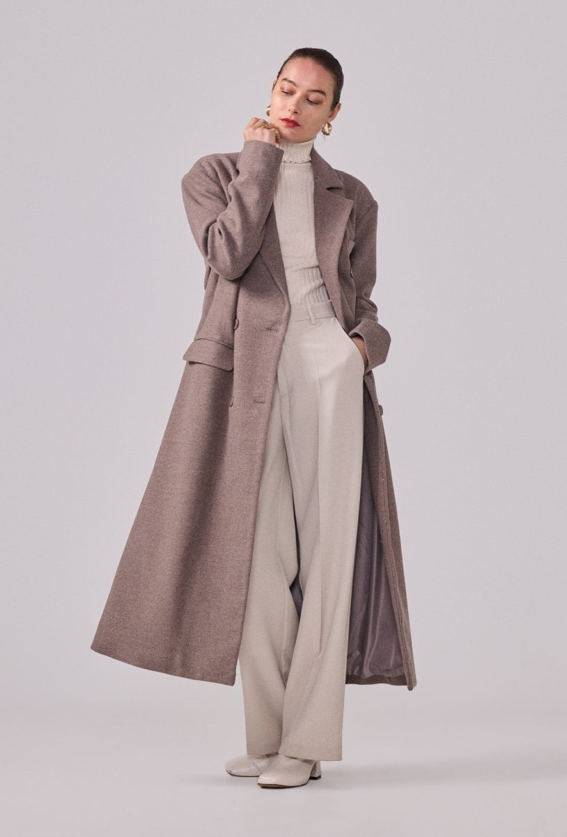 Manteau structuré avec ceinture taupe - RIVE GAUCHE