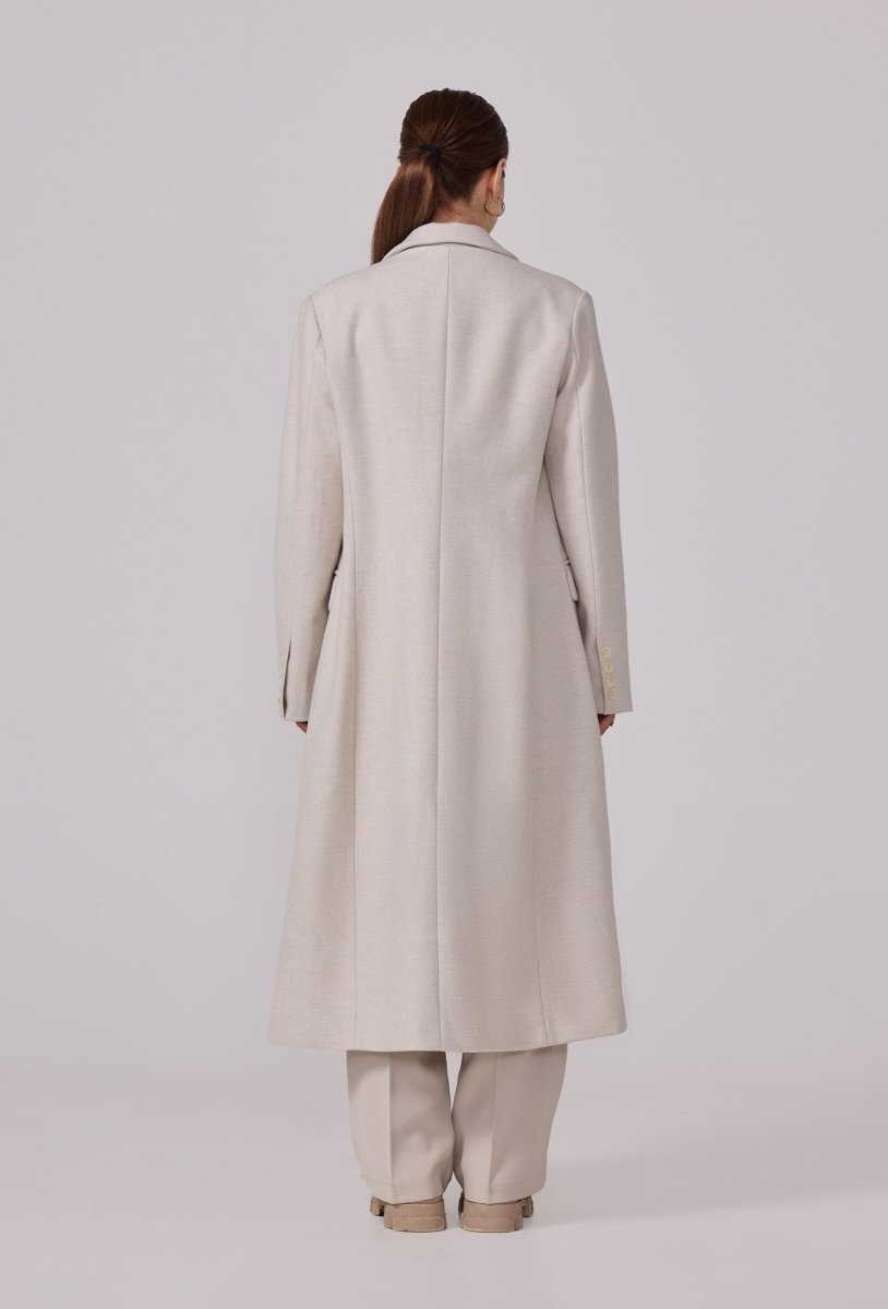 Manteau structuré droit à col tailleur écru - RIVE GAUCHE