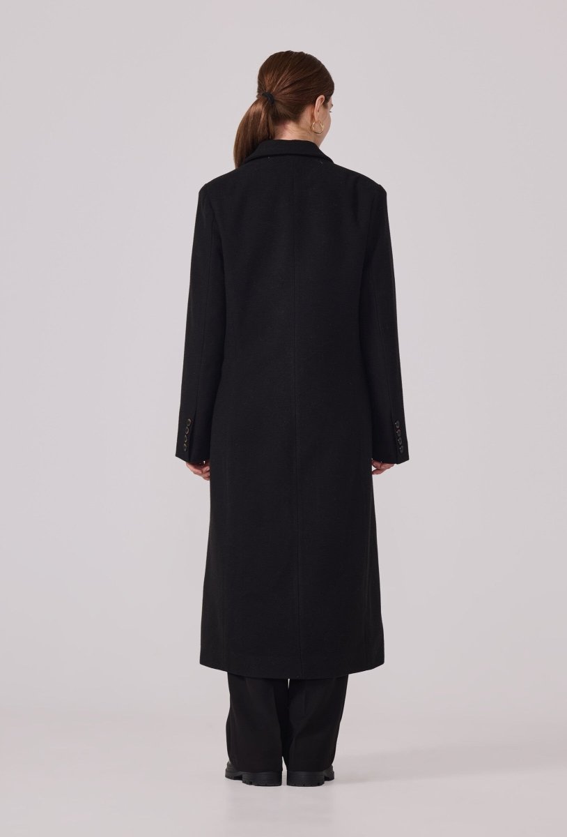 Manteau structuré droit à col tailleur noir - RIVE GAUCHE