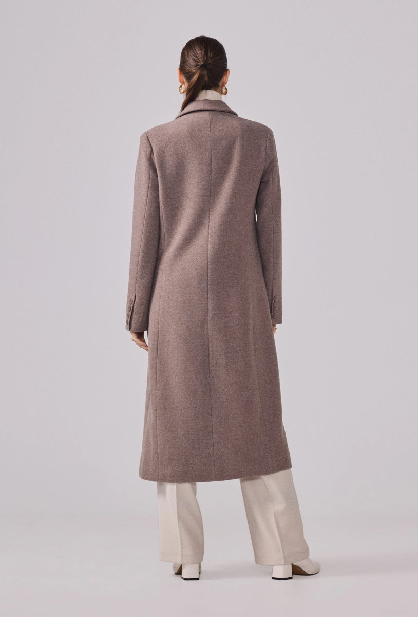 Manteau structuré droit à col tailleur taupe - RIVE GAUCHE