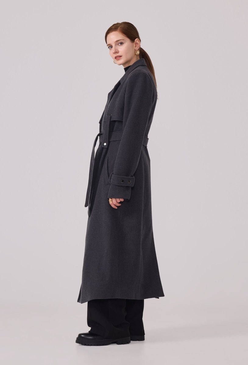 Manteau type trench en sergé anthracite - RIVE GAUCHE