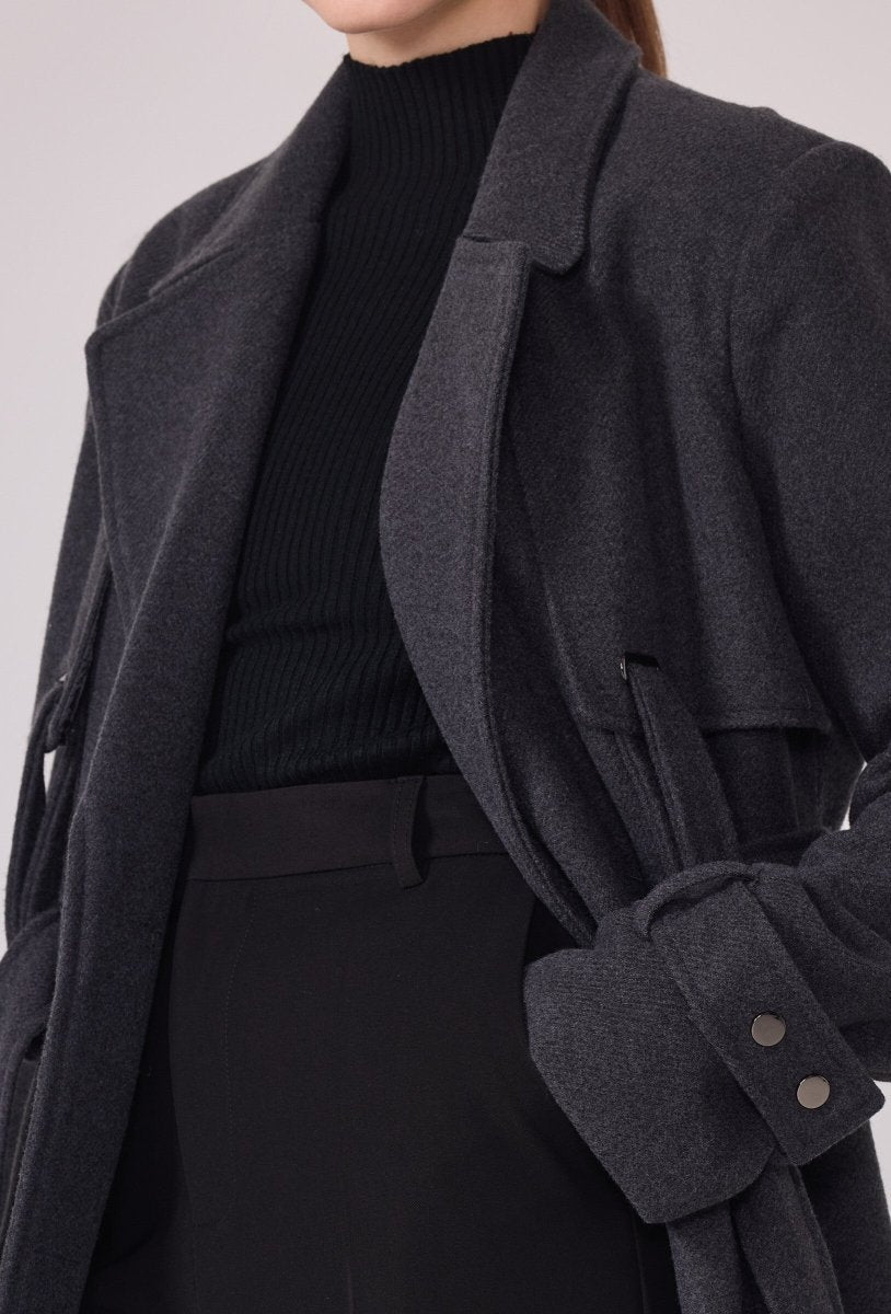 Manteau type trench en sergé anthracite - RIVE GAUCHE