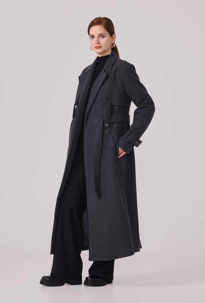 Manteau type trench en sergé anthracite - RIVE GAUCHE