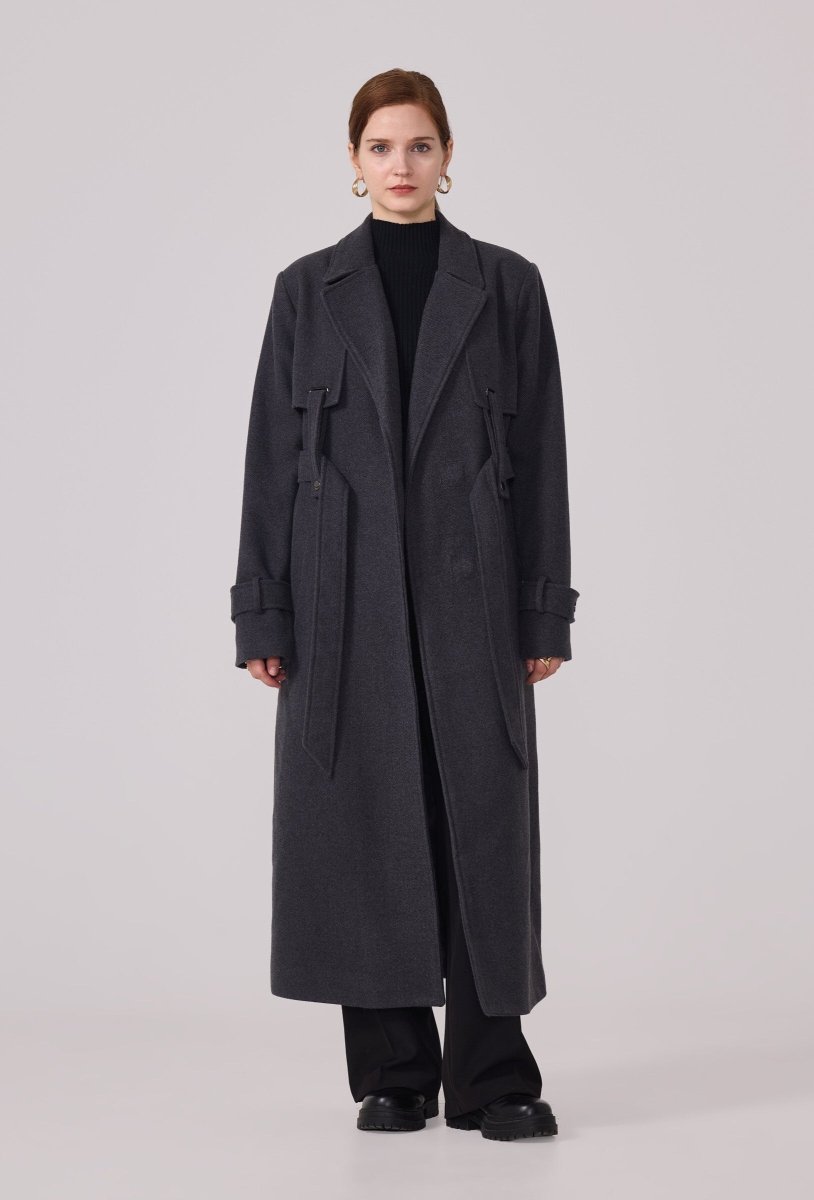 Manteau type trench en sergé anthracite - RIVE GAUCHE