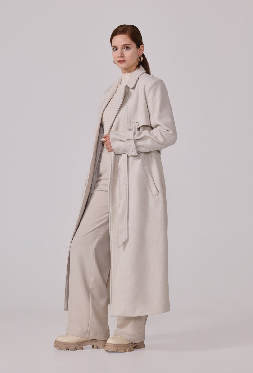 Manteau type trench en sergé écru - RIVE GAUCHE