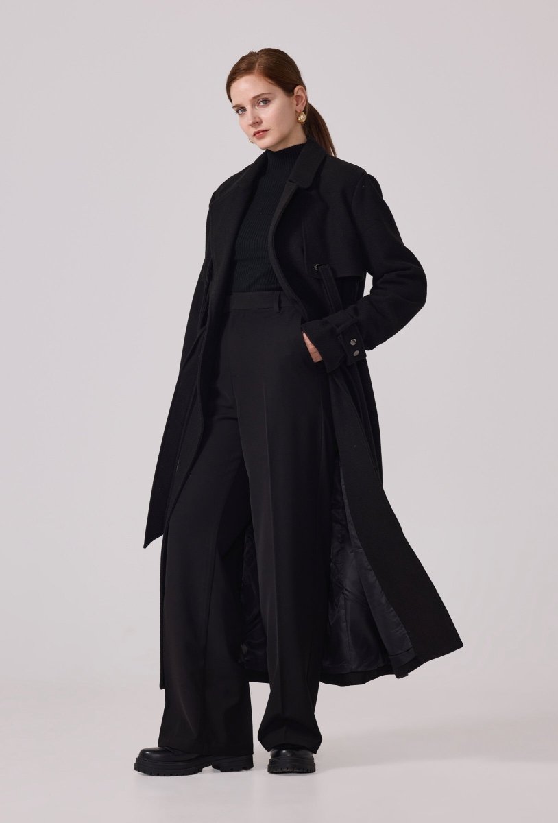 Manteau type trench en sergé noir - RIVE GAUCHE